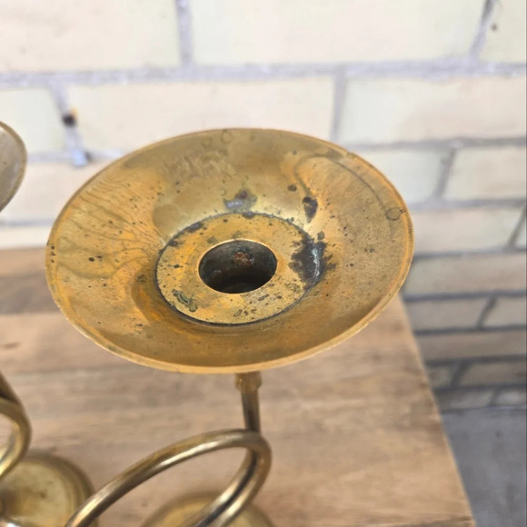 Vintage Brass Trumpet Candle Holders - Picture 3 of 7